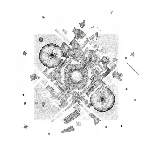 Pathology-themed dance choreography under a starry sky tattoo design idea