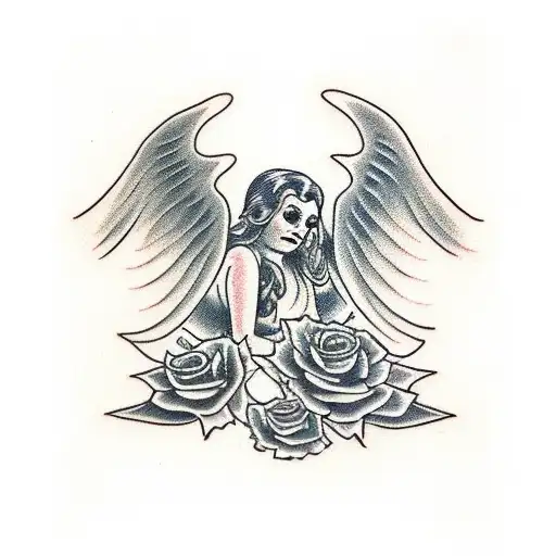 angel and devil whispering in ear  tattoo design idea