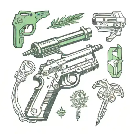 Create a minimalist tattoo of a key item from a Resident Evil game, like a green herb or a typewriter tattoo design idea