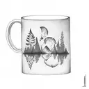 A coffee mug surrounded by a lush forest tattoo design idea