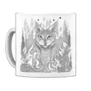 A coffee mug surrounded by a lush forest tattoo design idea