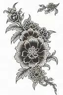 japenese flowers with spooky image  tattoo design idea