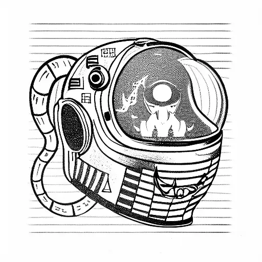 kraken in astronaut helmet tattoo design idea