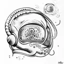 astronaut helmet on octopus tattoo design idea