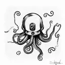 astronaut helmet on octopus tattoo design idea