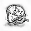 astronaut helmet on octopus tattoo design idea