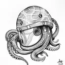 astronaut helmet on octopus tattoo design idea