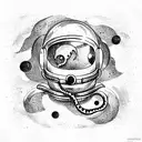 kraken wearing astronaut helmet tattoo design idea