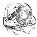 kraken wearing astronaut helmet tattoo design idea