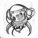 kraken wearing astronaut helmet tattoo design idea