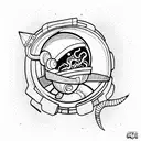 kraken in astronaut helmet tattoo design idea
