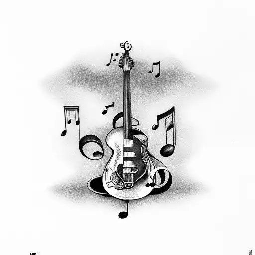 Irish with musical notes and piano keys tattoo design idea