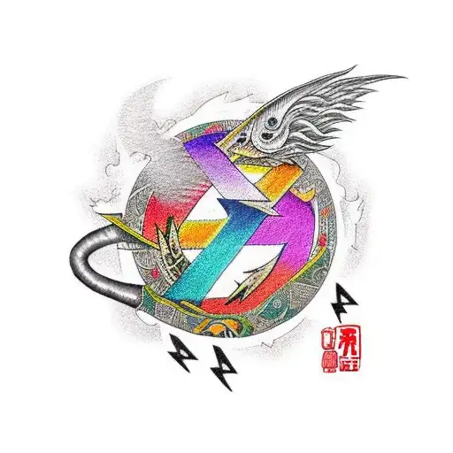 ankh with lightning tattoo design idea