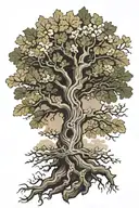 oak tree that roots forming Lielvārdes belt around arm tattoo design idea