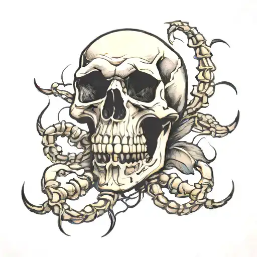 skull with scorpion on it  tattoo design idea