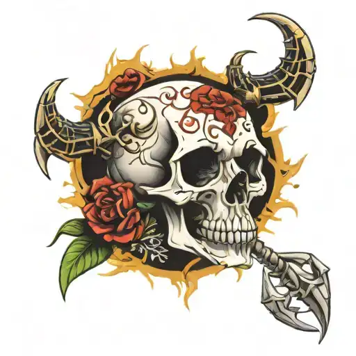 skull piece with scorpion tattoo design idea