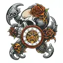 skull time piece with scorpion tattoo design idea
