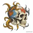 skull with scorpion on it  tattoo design idea