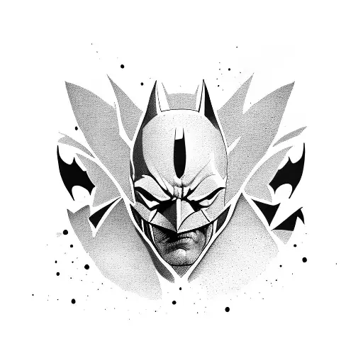 Batman logo x joker haha half melting tattoo design idea