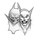 Batman x joker haha half melting tattoo design idea