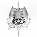 Batman x joker haha half melting tattoo design idea