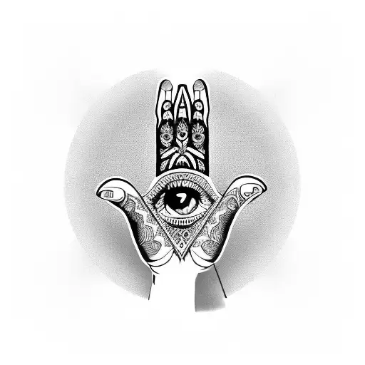 Hamsa Hand with Rezz Eye tattoo design idea