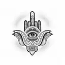 Hamsa Hand with Rezz Hypnovision Eye tattoo design idea