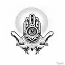 Hamsa Hand with Rezz Hypnovision Eye tattoo design idea