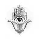 Hamsa Hand with Rezz Eye tattoo design idea