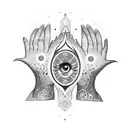 Hamsa Hand with Rezz Eye tattoo design idea