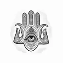 Hamsa Hand with Rezz Eye tattoo design idea
