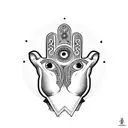 Hamsa Hand with Rezz Eye tattoo design idea