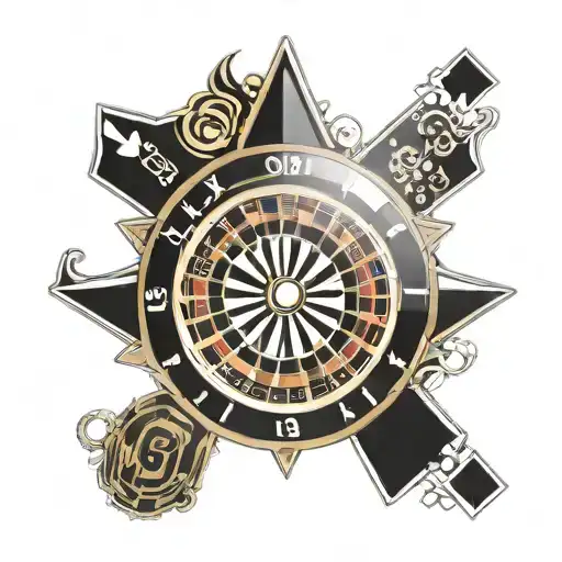 black and white decal with no black shading of a minimalist casino roulette wheel tattoo design idea