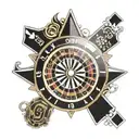 black and white decal with no black shading of a minimalist casino roulette wheel tattoo design idea