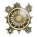 black and white decal with no black shading of a minimalist casino roulette wheel tattoo design idea
