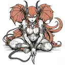 Sexy Anime Succubus On Her Knees Chained Down Hands Behind Your Back Wearing Little Clothing  tattoo design idea
