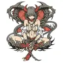 Sexy Anime Succubus On Her Knees Chained Down Hands Behind Your Back Wearing Little Clothing  tattoo design idea