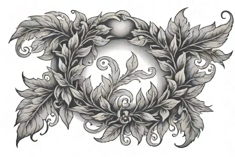 laurel wreath, clouds, nordic, germanic, chest tattoo design idea