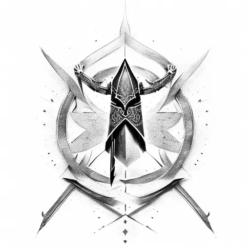 Assassin's creed symbol to forearm forming a hidden blade  tattoo design idea