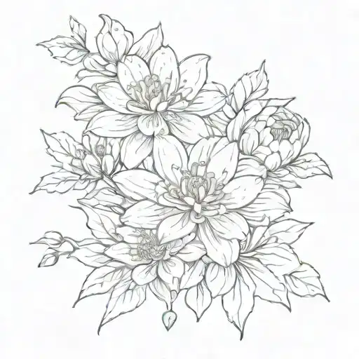 Chrysanthemum lilly water lilly daffofdil holly berry snow drop tattoo design idea