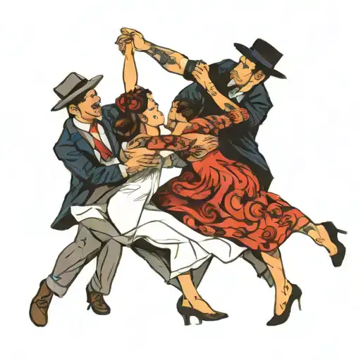 four people slow dancing  tattoo design idea