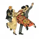 four people slow dancing  tattoo design idea