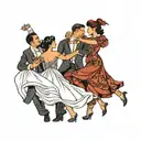 four people slow dancing  tattoo design idea