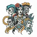 four color coordinated people  tattoo design idea