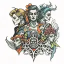 four color coordinated people  tattoo design idea