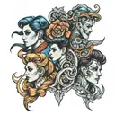 four color coordinated people  tattoo design idea