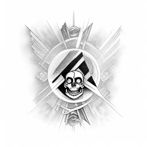 A sales barcode tattoo with a skull incorporated into the design, surrounded by musical symbols tattoo design idea