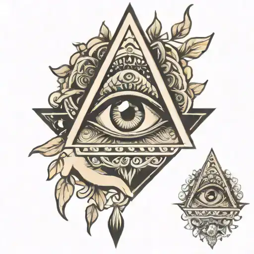 all seeing eye with hands in cuffs tattoo design idea