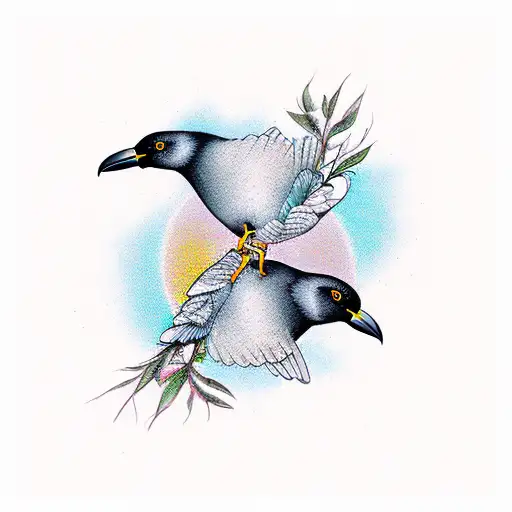 2 crows spelling Sibylle and Frenus tattoo design idea