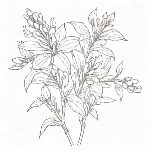 A vibrant fireweed flower with geometric patterns and lines, symbolizing resilience and growth tattoo design idea